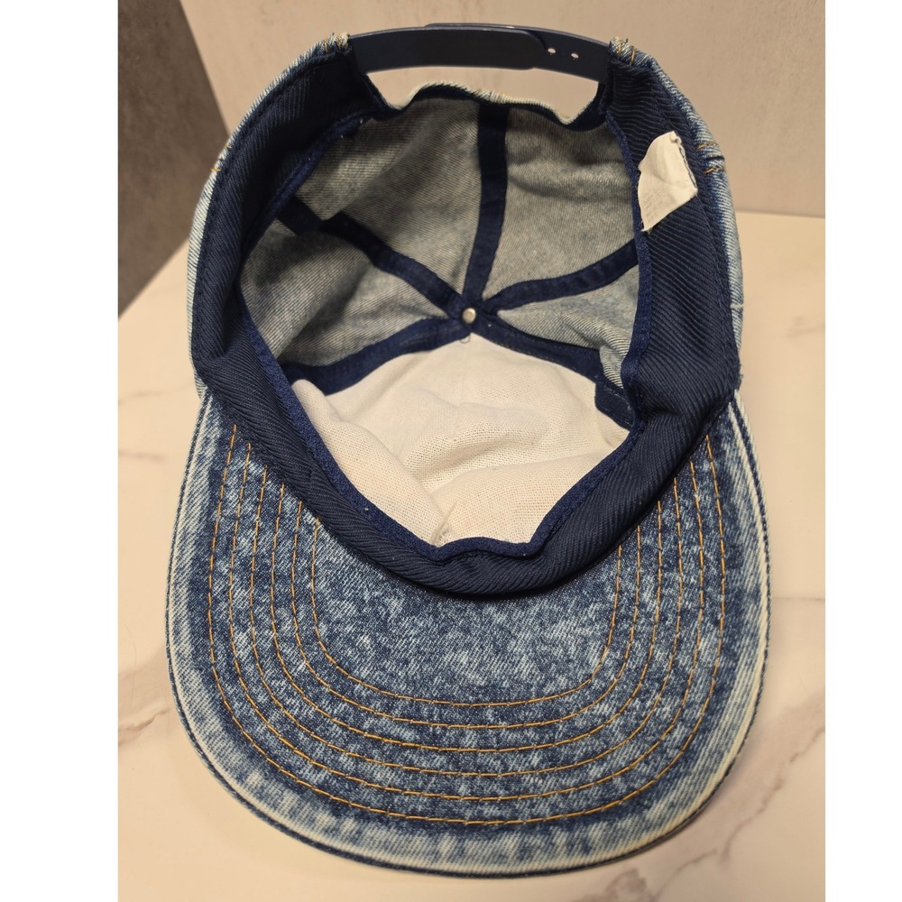 Vintage Great Smoky Mountains Acid Wash Denim Snapback Hat Blue Trucker‎ Cap - Picture 6 of 8